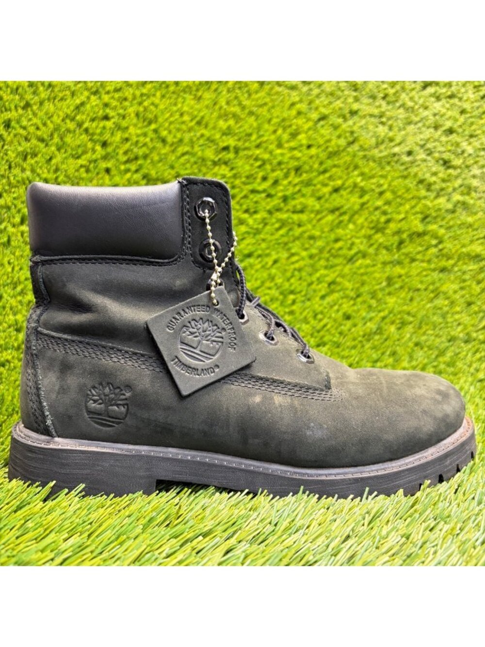 Timberland 6 Inch Premium Boys Size 5Y Black Waterproof Lace Up Ankle Boots